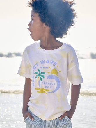 Vertbaudet Jungen T-Shirt mit Batikmuster und Recycling-Baumwolle gelb