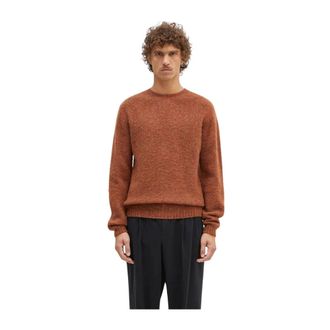 Norse Projects Birnir Geborsteld Lamswol Trui - Heren - Truien - Bruin - Maat: L Wol
