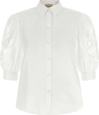 Valentino Garavani Overhemden, Dames, Wit, XS, Katoen, Katoenen Poplin Shirt