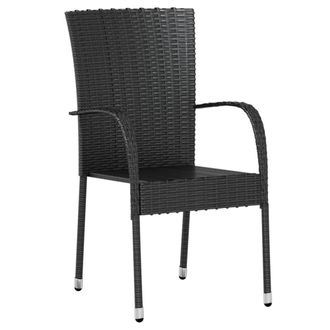 Berkfield Home Elegant 3 Piece Garden Dining Set Poly Rattan Black