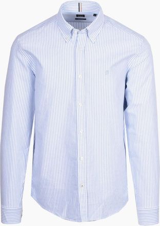 HUGO BOSS Mens Boss Black H Liam Stripe Oxford Shirt Light Pastel Blue - Size: 38