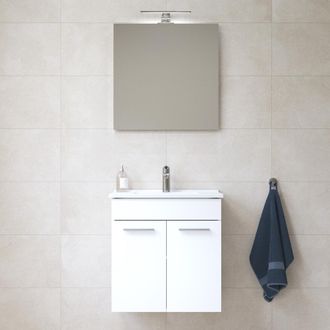 Vitra Mia Mueble 59x61x39,5 Cm Para Ba&ntilde;o Con Puerta, Espejo, Lavabo E Iluminaci&oacute;n Led, Blanco Brillante (miasetfp60b)