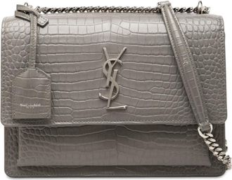 Saint Laurent Pre-owned Saint Laurent Medium Croc Embossed Leather Monogram Sunset Crossbody Ladies BYFSKJ7R7ALRSU94