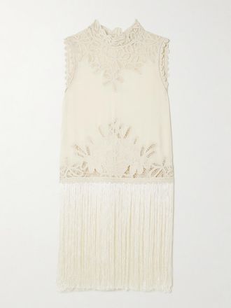 Sea New York Top Con Inserti In Pizzo E Frange Adelina - Crema