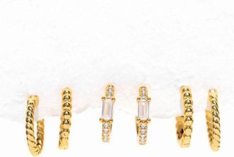 Girls Crew California Dreamin Hoop Set - 3 Pairs In Gold