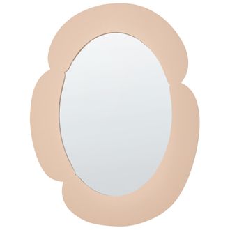 Beliani Espejo Decorativo De Pared De Mdf Forma Irregular Oscuro Ovalado Accesorios Para El Beige Alvena