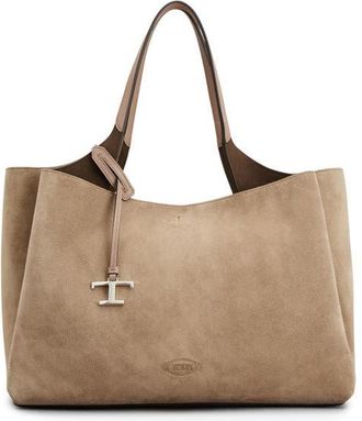 Tod's Apa 2 Suede Top Handle Bag in Creta Chiaro at Nordstrom