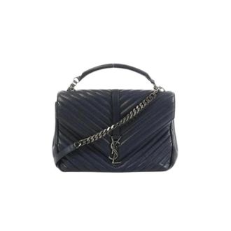 Saint Laurent Pre-owned Handbags, female, Black, Size: ONE SIZE Pre-owned College Monogramme