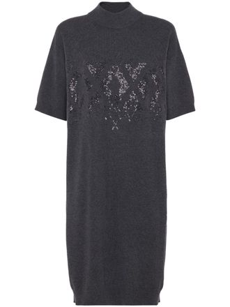 Brunello Cucinelli sequin-embellished midi dress - women - Virgin Wool/Cashmere/Silk - S - Grey
