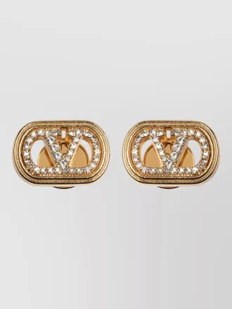 Valentino Garavani ovalette metal swarovski crystal stud earrings