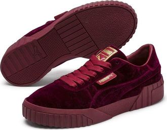 Puma Cali Lace Up Red Velvet Womens Trainers 369887 01