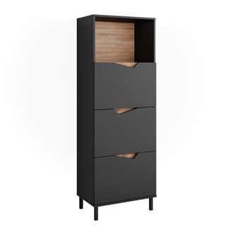 Vicco Aparador Marelle, Antracita/artisan, 60 X 169.5 Cm Con 4 Compartimentos, Vicco