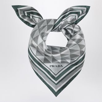 Prada Emerald printed silk twill scarf 55x55