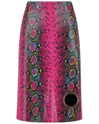 Versace Python-Print Leather Midi Skirt
