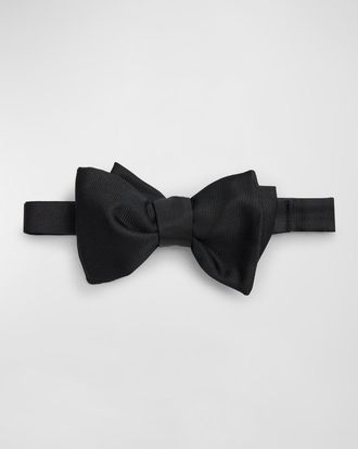 Giorgio Armani Men & apos;s Silk Grosgrain Bow Tie, Black Pattern