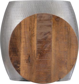 Powell Royce Drum Side Table With Storage Pewter