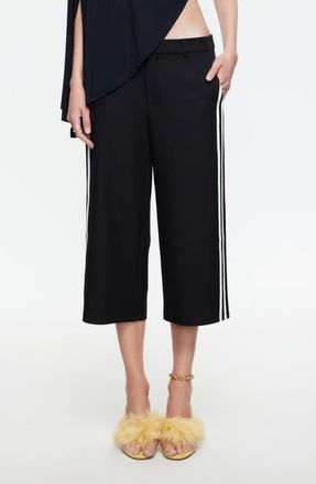 Lioness Genesis Crop Wide Leg Side Stripe Pants in Noir at Nordstrom, Size X-Small