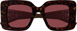 Gucci Vierkante Zonnebril - Dames - Zonnebrillen - Bruin - 49 MM - Accessoires