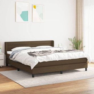 vidaXL Vidaxl - Cama Box Spring Con Colch&oacute;n Tela Marr&oacute;n Oscuro 160x200 Cm