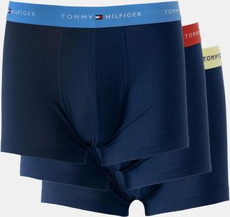 Tommy Hilfiger Mens Tommy Hilfiger 3-Pack Logo Waistband Mens Trunks - Blue/Red/Yellow - Navy - Size: 35/34/32/9.5/13/12.5/12/11.5/11/9/16/15.5/15/14.5/14/13.5/10.5