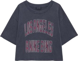 Anine Bing Tops, Dames, Grijs, XS, Katoen, Johnny Cropped Tee