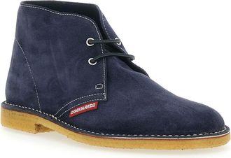 Dsquared2 Mens Lace-Up Shoes Suede Blue Calfskin Flat
