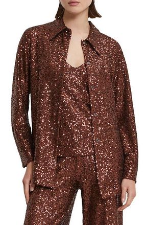 ottod'Ame Sequin Embellished Shirt in Bronze at Nordstrom, Size 44 It