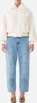 Camilla Faux Fur Bomber With Pocket Details in Midsummer Masterpiece at Nordstrom, Size X-Large