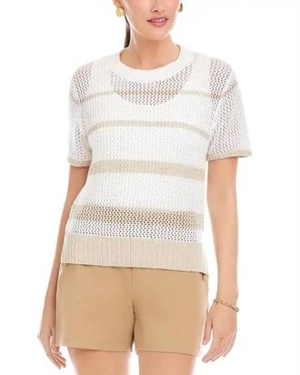 Fifteen Twenty Faye Crochet Sweater Top In Cream/khaki