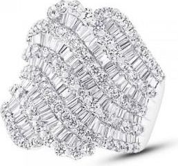 Allurez 4.10ct 18k White Gold Diamond Baguette Ladys Ring