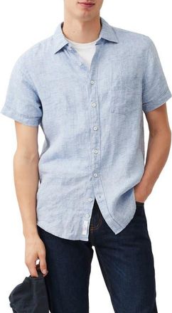 Rodd & Gunn Palm Beach Sports Fit Short Sleeve Linen Button-Up Shirt in Denim at Nordstrom, Size Xxx-Large