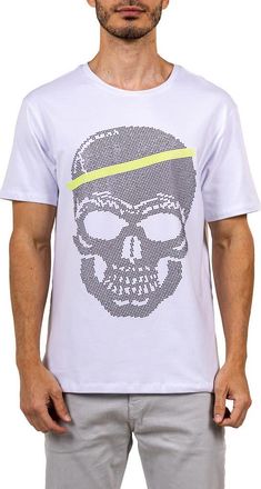 Maceoo Pixel Skull Cotton Graphic T-Shirt in White at Nordstrom, Size 2