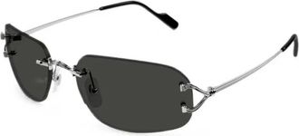 Cartier Rechthoekige Zonnebril - unisex - Zonnebrillen - Grijs - 58 MM - Accessoires