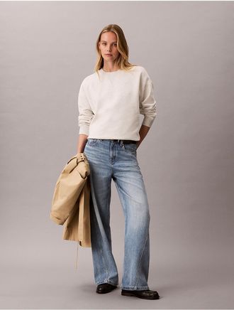 Calvin Klein Jeans Calvin Klein Womens Monogram Fleece Crewneck Sweatshirt - Grey - XL