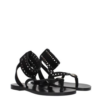 Isabel Marant Womens Black Leather Flip-Flop Sandals