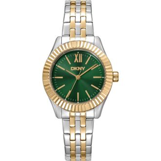 DKNY L 017-2 Bracelet Watch in Dark Green/Two Tone at Nordstrom