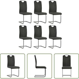 vidaXL vidaXL Sedie in similpelle - Sedie da Pranzo a Sbalzo 6 pz Grigie in Similpelle