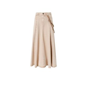 Pinko Maxi Skirts, female, Beige, Size: 2XS Midi Five-Pocket Skirt