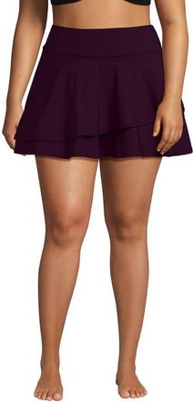 Lands End High Waisted Tulip Hem Swim Skort in Dark Wine at Nordstrom, Size 3X