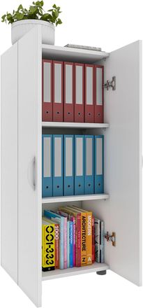 ebuy24 Armario De Oficina Vcm Con 3 Compartimentos Armario De Archivo Moderno Con Puertas Giratorias Dimensiones Aprox. Al. 108 X An. 49 X T. 34 Cm - Ulas 3 