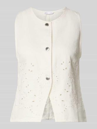 Mango Weste mit Lochstickerei Modell JOANA in Offwhite, Gr&ouml;&szlig;e L
