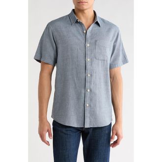 Lucky Brand San Gabriel Short Sleeve Cotton Button-Up Shirt in China Blue at Nordstrom Rack, Size Xx-Large