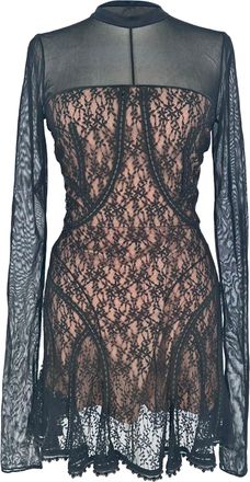 Alexander Wang Lace Cover Up Mini Dress in Black Nylon