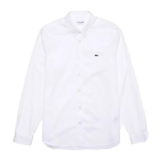 Lacoste Eenvoudig Katoenen Overhemd met Parelmoerknopen - Heren - Casual Overhemden - Wit - 4XL - Katoen - Overhemden