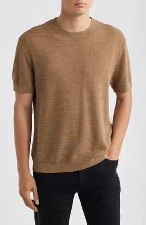 Theory Kolben Pacific Short Sleeve Textured Knit Sweater in Fresh Khaki at Nordstrom, Size X-Small