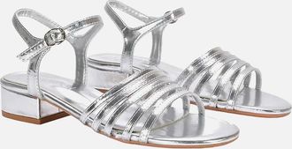 XY London Womens XY London Womens/Ladies Katie Metallic Low Block Heel Sandals - Silver - Size: 4