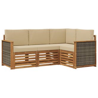 vidaXL Juegos De Sof&aacute;s Con Coj&iacute;n 4 Pcs Madera De Acacia S&oacute;lida Vidaxl