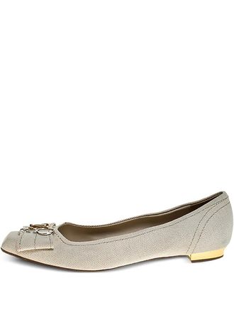 Louis Vuitton logo-embellished ballet flats - women - Leather/Canvas/Leather - 39.5 - Neutrals