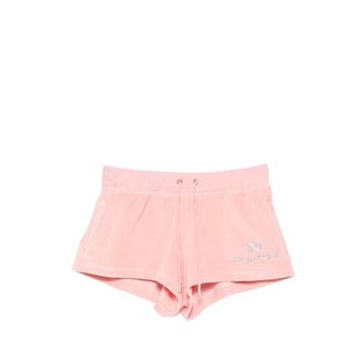 Sporty & Rich Script Velour Short - female - Sporty & Rich - Short Shorts - Pink - M - Shorts