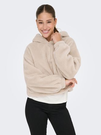 Only Fleecejacke ONLY ONLSIENA TEDDY ANORAK LIFE CC OTW, Damen, Gr. XL, grau (pumice stone), Web, Obermaterial: 100% Polyester, unifarben, regular fit, B&uuml;n